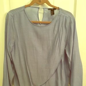 Powder blue wrap detail blouse